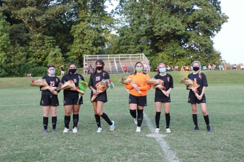 Senior members of the Fern Creek girls soccer team at senior night. Photo courtesy of Lynn Wurfel. 